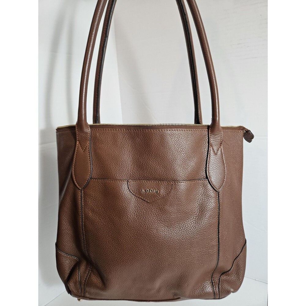 LODIS Sierra Chestnut Brown Leather Tote-Style Shoulder Bag 12x13